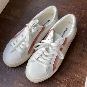 MADEWELL low top sneakers in white with light pink line